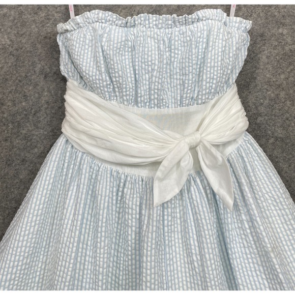 Vintage Betsey Johnson Seersucker Dress Blue White 2 Y2K - Picture 3 of 16